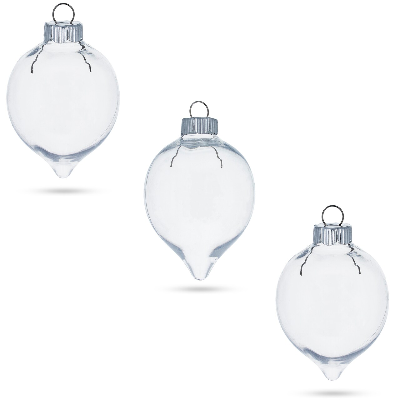 Set of 3 Clear Plastic Water Drop Christmas Ornaments 3.94 Inches